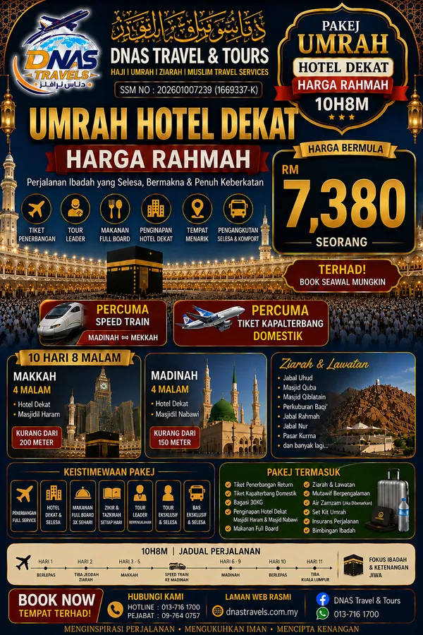 Umrah Hotel Dekat Harga Rahmah